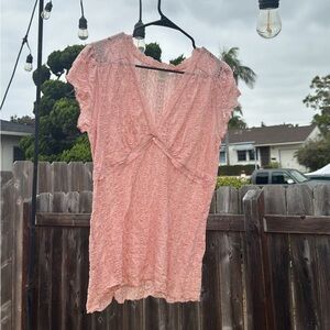 VINTAGE Y2K LACE PINK BLOUSE